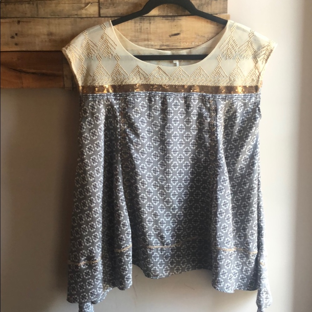 Anthropologie Floreat Branched Copper Blouse